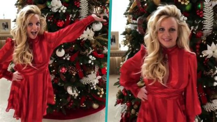Britney Spears Dances In Front Of Her Christmas Tree In Red Dress – Hollywood Life