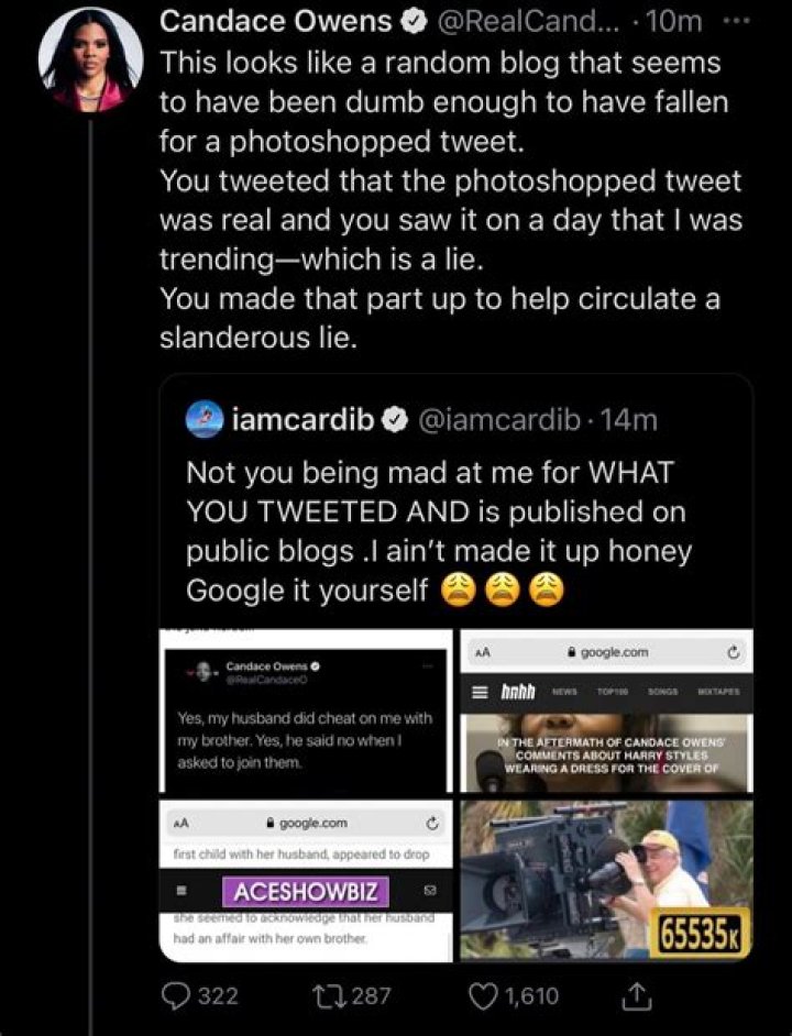 Cardi B & Candace Owens Spar Over Deleted ‘WAP’ Tweets — ‘Get A Life’ – Hollywood Life