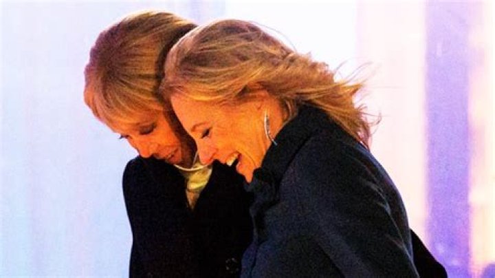 Jill Biden & Brigitte Macron Laugh As They Leave Dinner With Joe & Emmanuel Ahead Of State Dinner: Photos