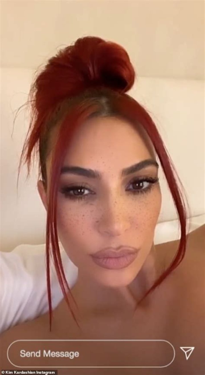 Kim Kardashian Shows Off Fiery Red Locks As She Poses For Pouty Selfie — See Pic