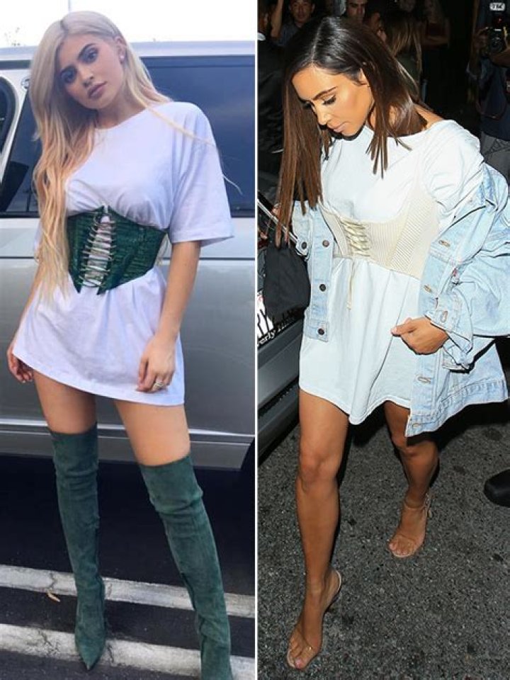 Kylie Jenner Copies Kim Kardashian In T-Shirt Dress & Corset – Hollywood Life