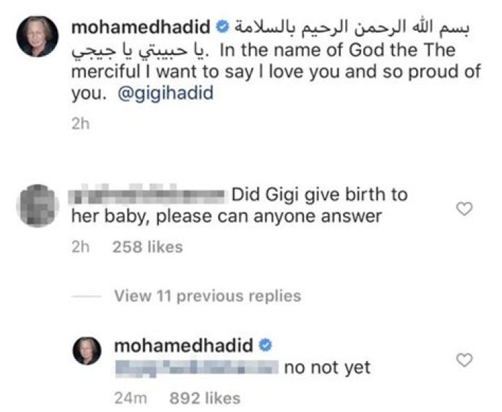 Gigi Hadid’s Dad Mohamed Reveals Whether She Gave Birth After Fans Go Wild Over Potential Clue