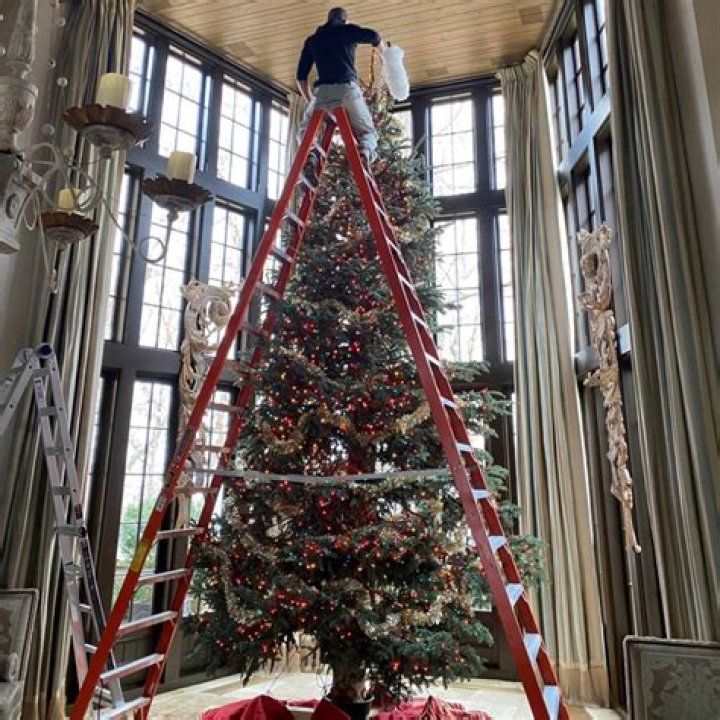 Tim McGraw Decorates Giant Christmas Tree Atop Tall Ladder In Nashville Home – Hollywood Life